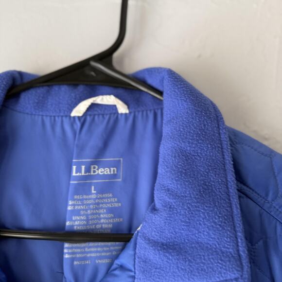 LL Bean Jacket Womens Large Blue Quilted Performance Fleece Lined Lightweight - Picture 4 of 8
